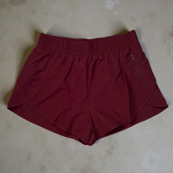 CUEPLY • Running Shorts Pickleball Athletic Gym Workout Burgundy Zipper Pocket - Picture 3 of 9